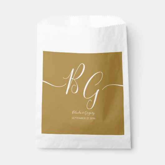 Eenvoudig Elegant Golden Initialen Weddenschap Bedankzakje (Voorkant)
