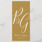 Eenvoudig Elegant Golden Initialen Weddenschap Menu (Achterkant)