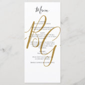 Eenvoudig Elegant Golden Initialen Weddenschap Menu (Voorkant)