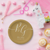 Eenvoudig Elegant Golden Initialen Weddenschap Papieren Bordje (Feest)