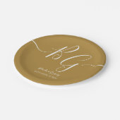 Eenvoudig Elegant Golden Initialen Weddenschap Papieren Bordje (Gekanteld)