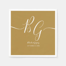 Eenvoudig Elegant Golden Initialen Weddenschap Servet