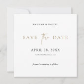Eenvoudig Elegant Goud Bewaar de Datum met QR-Code Save The Date (Voorkant)