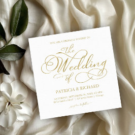 Eenvoudig Elegant Goud Folie Script Bruiloft Kaart