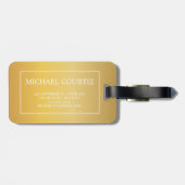 Eenvoudig Elegant Goud Geborsteld Metaal Monogramm Bagagelabel (Achterkant horizontaal)