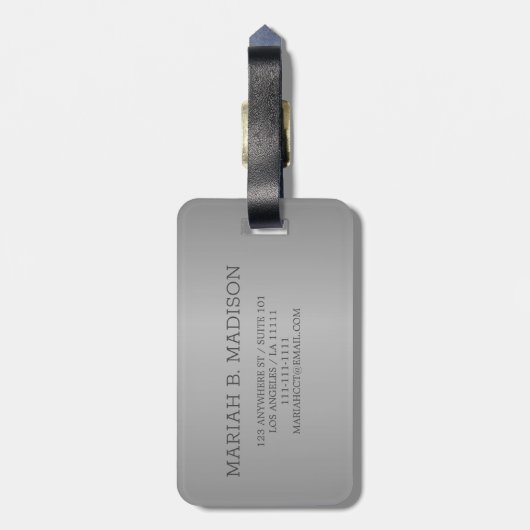 Eenvoudig Elegant Goud Geborsteld Metaal Monogramm Bagagelabel (Achterkant verticaal)