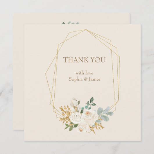 Eenvoudig Elegant Goud Geometrisch Lijst Bedankkaart (Voorkant / Achterkant)