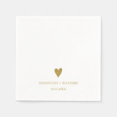 Eenvoudig Elegant Goud Hart Bruiloft Gepersonalise Servet (Voorkant)