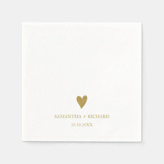 Eenvoudig Elegant Goud Hart Bruiloft Gepersonalise Servet (Voorkant)