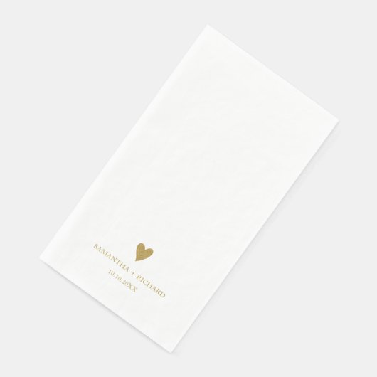 Eenvoudig Elegant Goud Hart Bruiloft Gepersonalise Servet (Hoek)