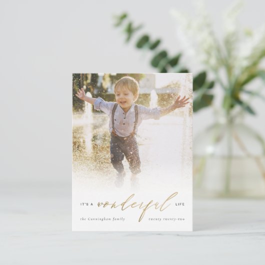 Eenvoudig Elegant Goud Het is een prachtige levens Feestdagenkaart (Staand voorkant)