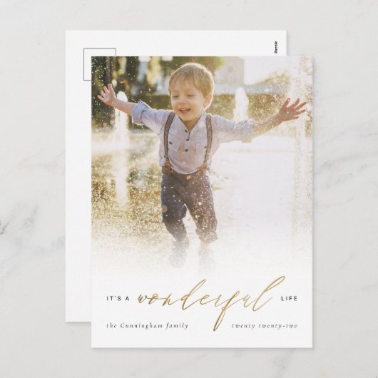 Eenvoudig Elegant Goud Het is een prachtige levens Feestdagenkaart (Voorkant / Achterkant)