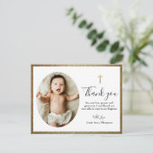 Eenvoudig Elegant Goud Kruis Baby Doop Briefkaart (Staand voorkant)