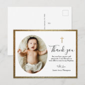 Eenvoudig Elegant Goud Kruis Baby Doop Briefkaart (Voorkant / Achterkant)