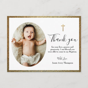Eenvoudig Elegant Goud Kruis Baby Doop Briefkaart