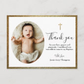 Eenvoudig Elegant Goud Kruis Baby Doop Briefkaart (Voorkant)