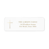 Eenvoudig Elegant Goud Kruis Doop Adres Etiket (Voorkant)