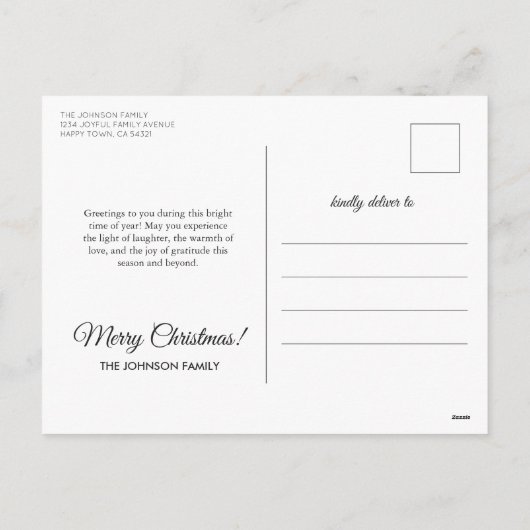 Eenvoudig Elegant Goud Lijst 3 Foto Kerst Feestdagenkaart (Achterkant)