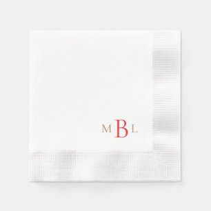 Eenvoudig Elegant Goud & Rode Monogrammagemunt Servet