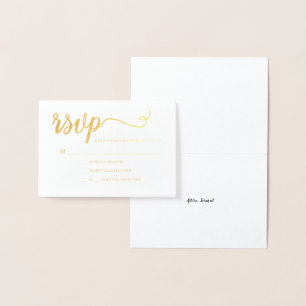 Eenvoudig Elegant goud RSVP met Aantal gasten Folie Kaarten