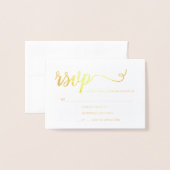 Eenvoudig Elegant goud RSVP met Aantal gasten Folie Kaarten (Voorkant met envelop)