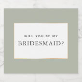 Eenvoudig Elegant Goud Salie Groen Bruidsmeisje Vo Sparkling Wijnetiket (Enkel label)