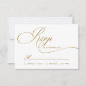 Eenvoudig Elegant Goud Script Bruiloft RSVP Kaart (Voorkant)