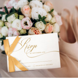 Eenvoudig Elegant Goud Script Bruiloft RSVP Kaart