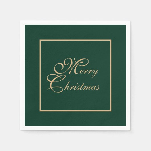 Eenvoudig Elegant Goud Script Groen Kerstpapier Servet (Voorkant)