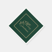 Eenvoudig Elegant Goud Script Groen Kerstpapier Servet (Hoek)