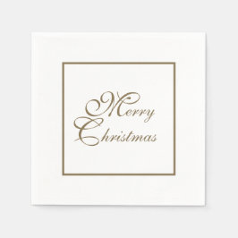 Eenvoudig Elegant Goud Script Wit Kerstpapier Servet