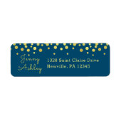 Eenvoudig Elegant Goud Stippen Patroon Blauw Etiket (Voorkant)