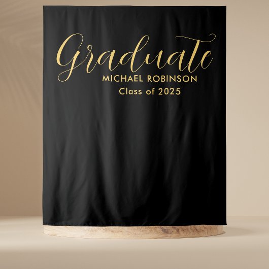 Eenvoudig Elegant Goud Zwart Graduation Party Wandkleed