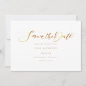 Eenvoudig Elegant Gouden Calligrafie Schrift Save The Date (Voorkant)