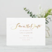 Eenvoudig Elegant Gouden Calligrafie Schrift Save The Date (Staand voorkant)