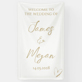 Eenvoudig Elegant Gouden Hart Welkomstbord Spandoek