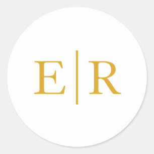 Eenvoudig Elegant Gouden Monogram Trouwfeest Ronde Sticker