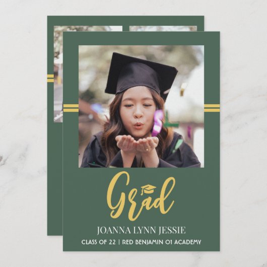 Eenvoudig Elegant gouden Pet Foto Afstuderen (Voorkant / Achterkant)