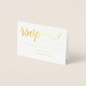 Eenvoudig Elegant gouden RSVP script event Folie Kaarten (Voorkant)