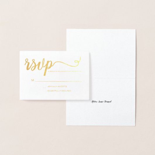 Eenvoudig Elegant gouden RSVP script event Folie Kaarten (Display)