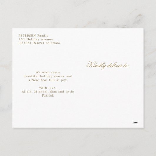 Eenvoudig elegant gouden script Vrolijk kerstfeest Feestdagenkaart (Achterkant)