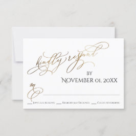 Eenvoudig, elegant, gouden type Kindly Reageren RSVP Kaartje