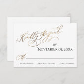 Eenvoudig, elegant, gouden type Kindly Reageren RSVP Kaartje (Voorkant / Achterkant)
