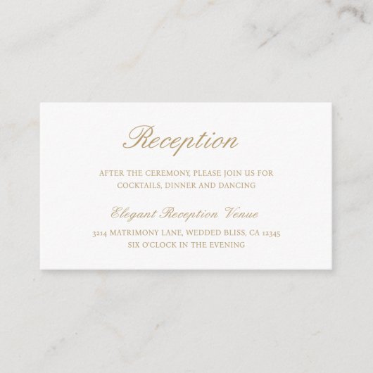 Eenvoudig elegant goudvormig traditioneel huwelijk informatiekaartje (Voorkant)