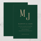 Eenvoudig Elegant Green Roman Monogram Weddenschap Kaart (Voorkant / Achterkant)
