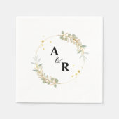 Eenvoudig Elegant Greenery Paar Initialen bruiloft Servet (Voorkant)
