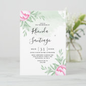 Eenvoudig Elegant Greenery Roos Minimal Gold Weddi Kaart (Staand voorkant)