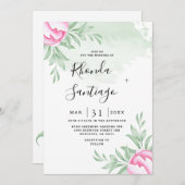 Eenvoudig Elegant Greenery Roos Minimal Gold Weddi Kaart (Voorkant / Achterkant)