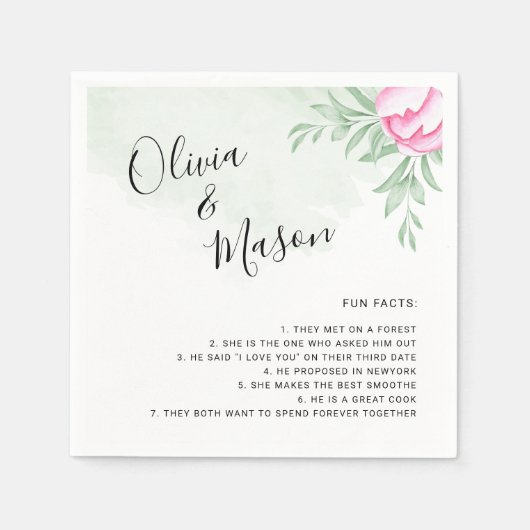 Eenvoudig Elegant Greenery Roos Minimal Gold Weddi Servet (Voorkant)