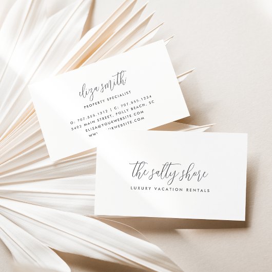 Eenvoudig Elegant Grey Calligraphy Script Visitekaartje